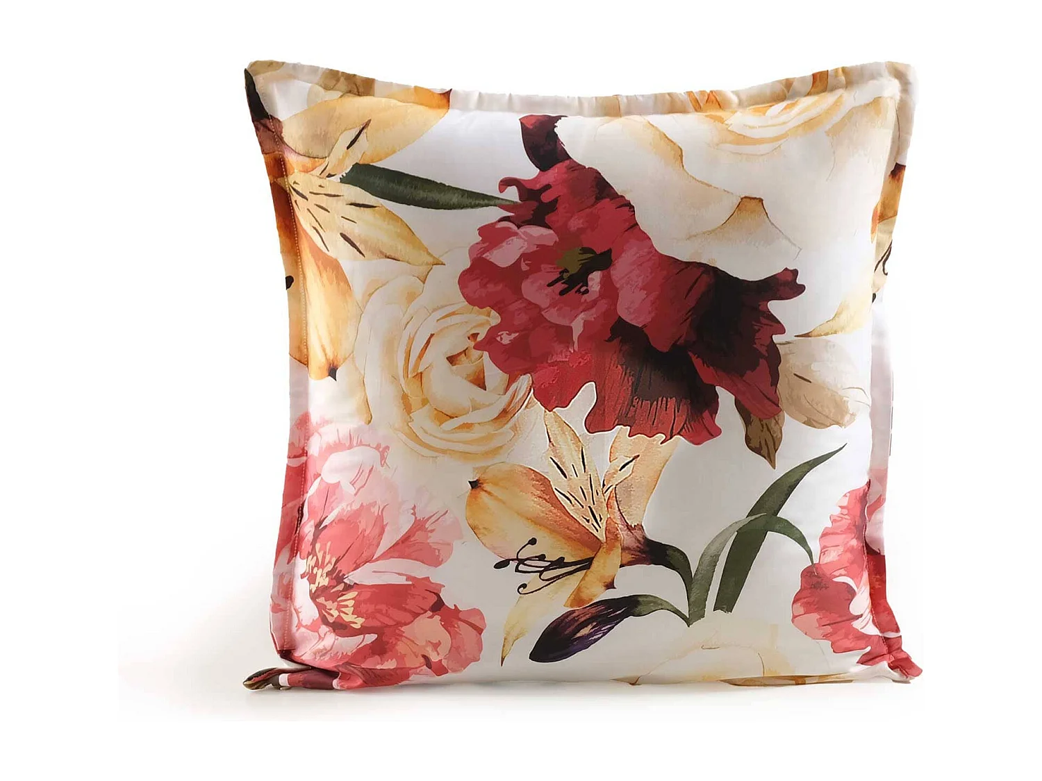 Cuscino arredo in percalle di cotone stampa floreale