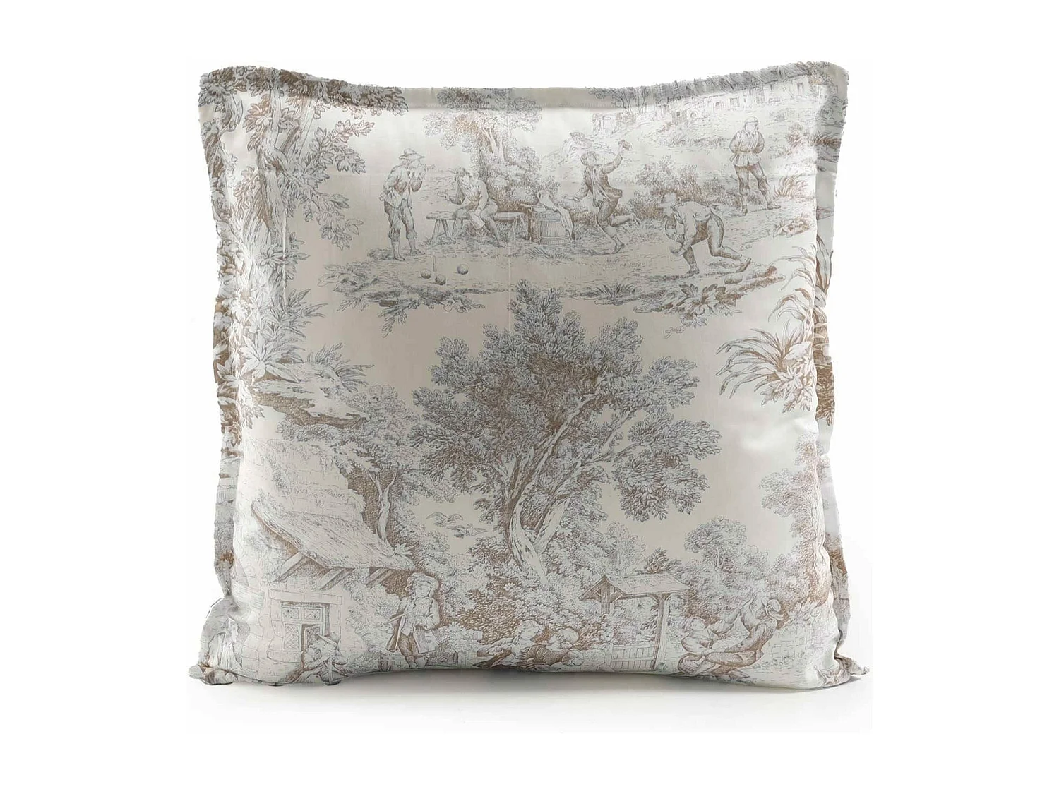 Cuscino arredo in percalle di cotone stampa toile de jouy