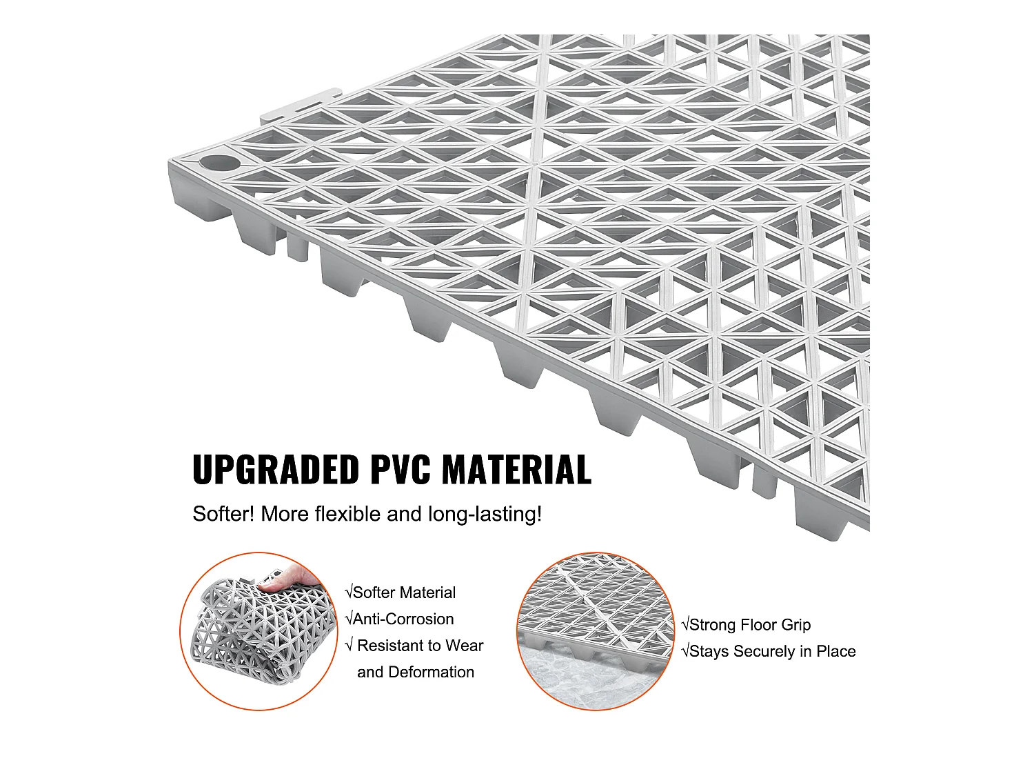 In Elkaar Grijpende Vloermatten SucceBuy. PVC 12 x 12 Inch. Antislip. Verpakking van 50 Stuks. Voor Natte Ruimtes.