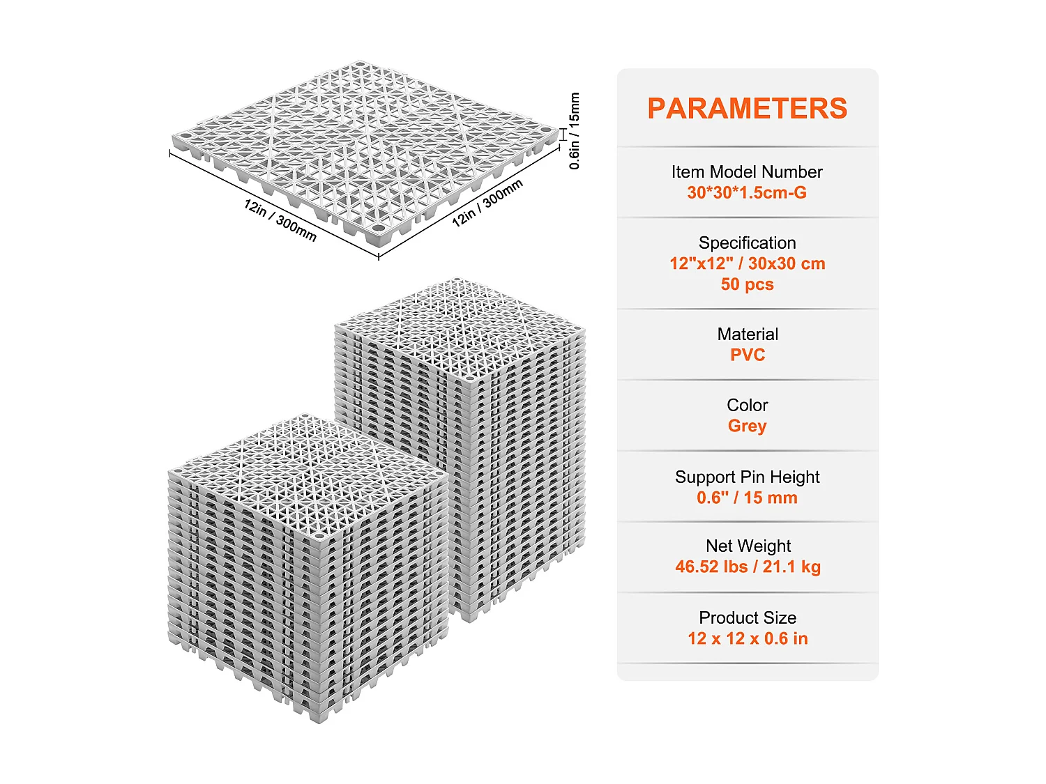 Acquista Tappetini ad Incastro SucceBuy. PVC 12 x 12 Pollici. Antiscivolo. Confezione da 50. Per Zone Umide.