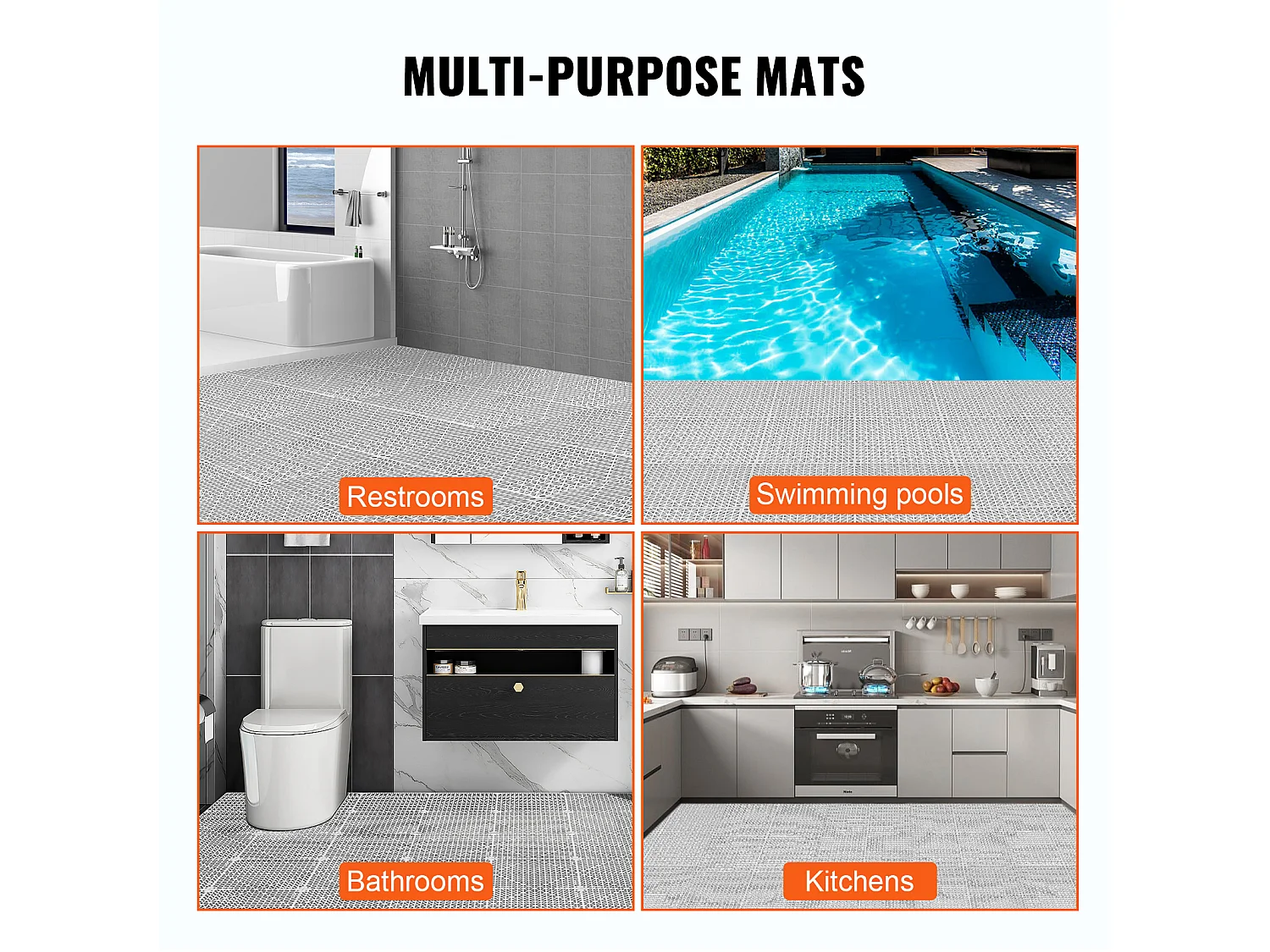 Acquista Tappetini ad Incastro SucceBuy. PVC 12 x 12 Pollici. Antiscivolo. Confezione da 50. Per Zone Umide.