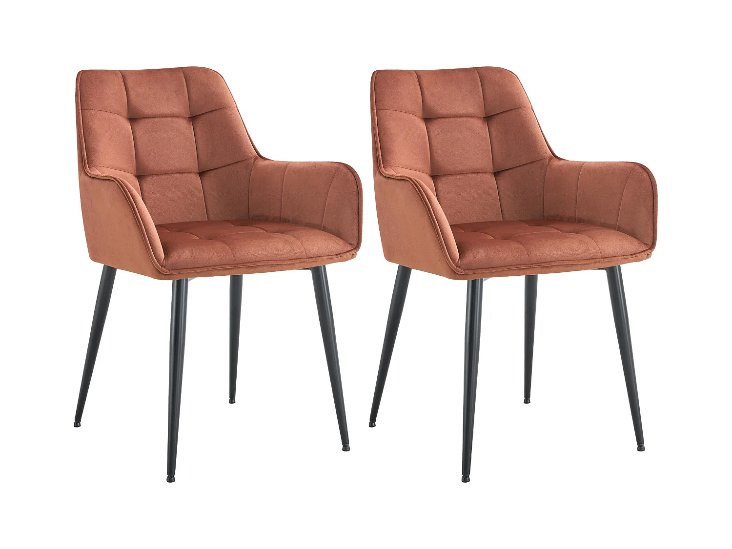 Lot de 2  chaise salle à manger - Velours - Marron - Ferndale