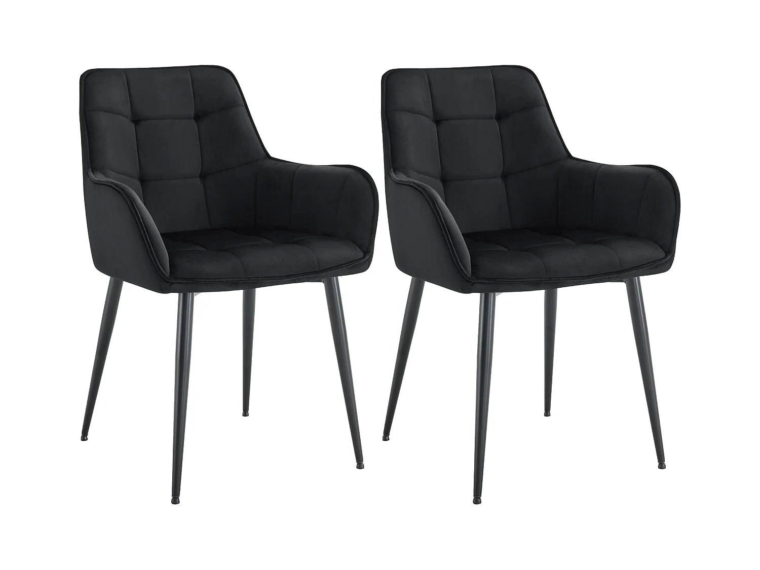 Lot de 2  chaise salle à manger - Velours - Noir - Ferndale