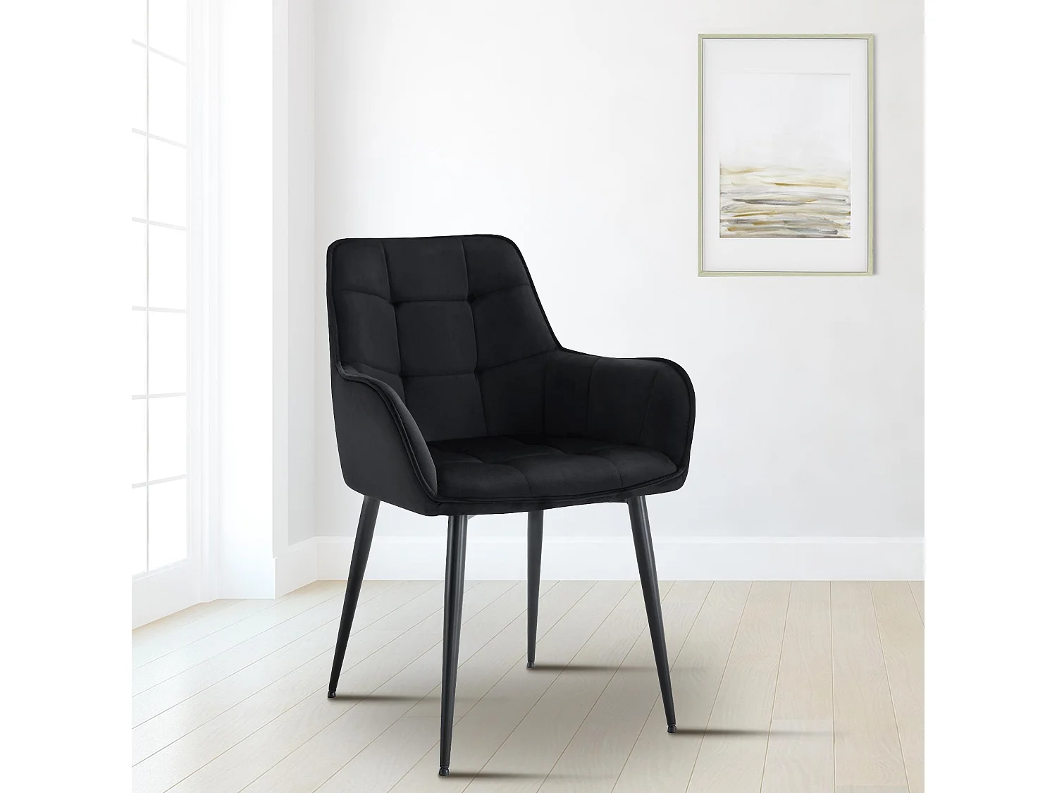 Lot de 2  chaise salle à manger - Velours - Noir - Ferndale