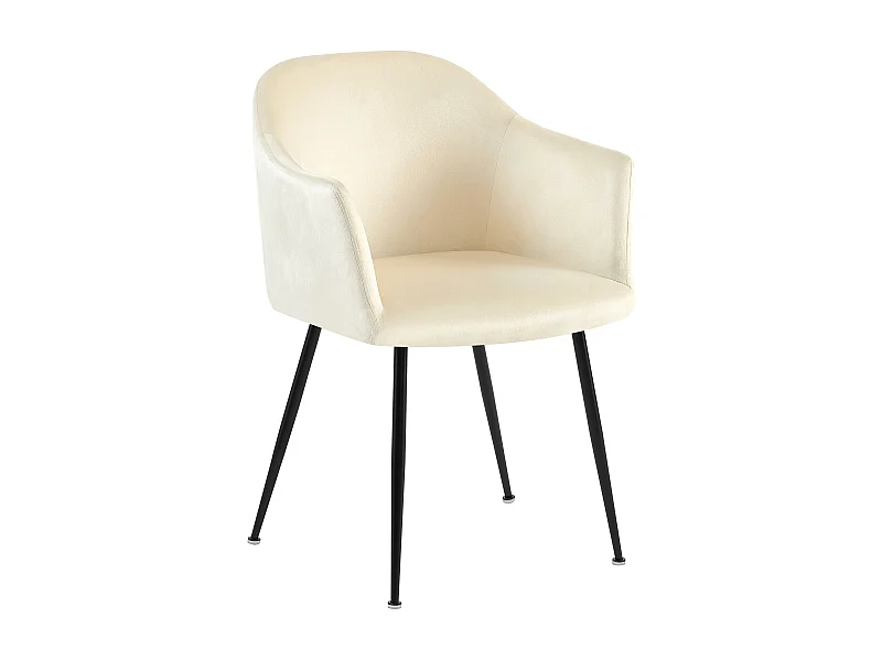 chaises avec accoudoirs - Velours & Chrome - Crème - Jaysie