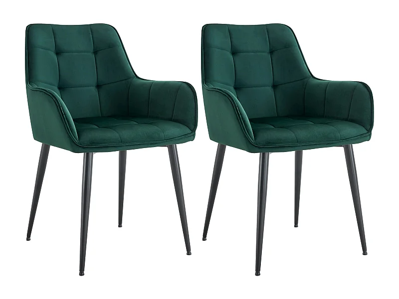 Lot de 2  chaise salle à manger - Velours - Vert foncé - Ferndale