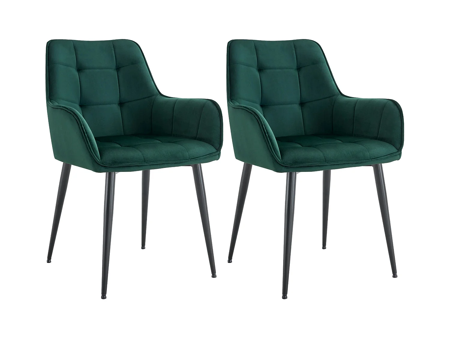 Lot de 2  chaise salle à manger - Velours - Vert foncé - Ferndale