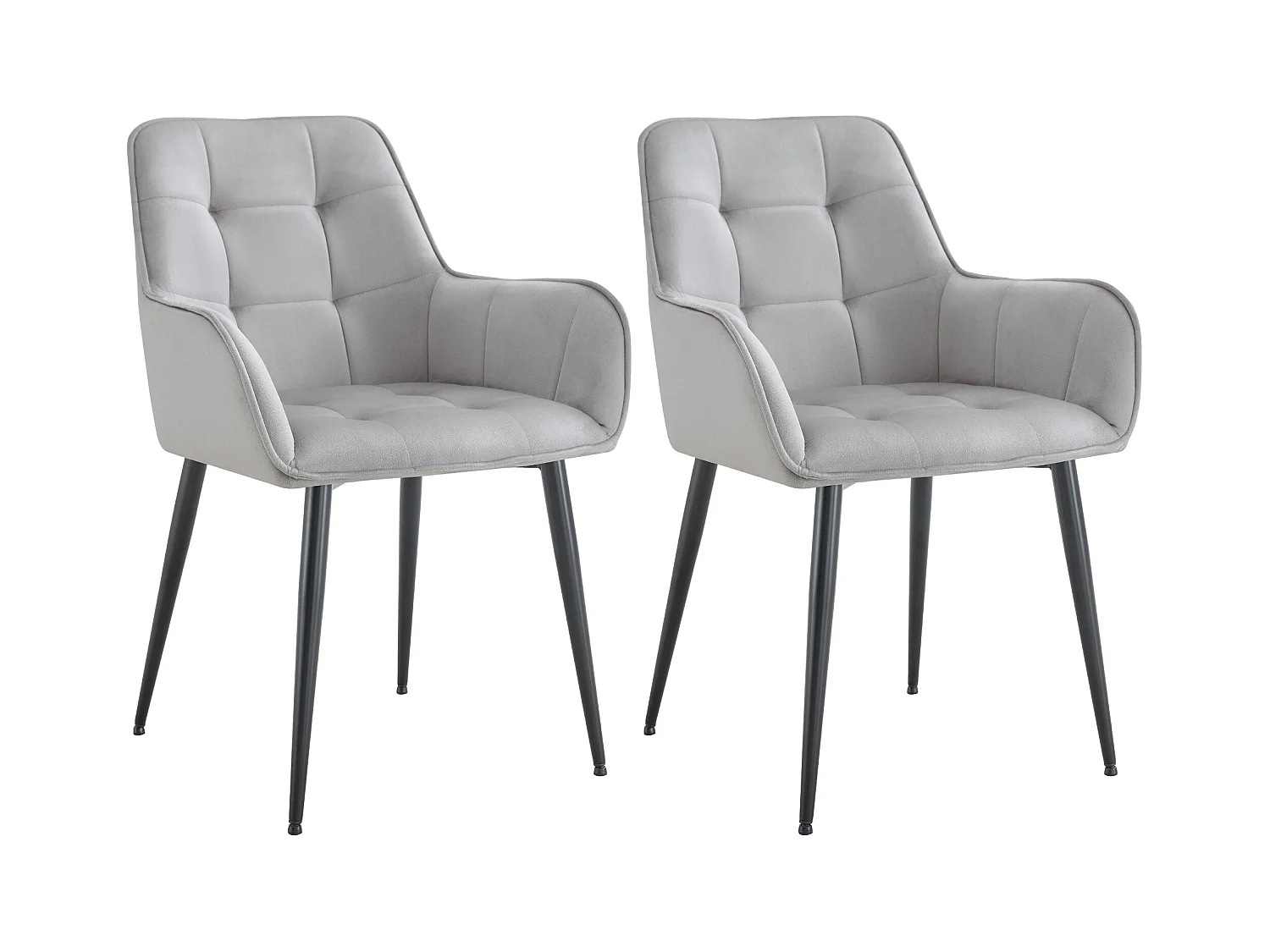 Lot de 2  chaise salle à manger - Velours - Gris clair - Ferndale