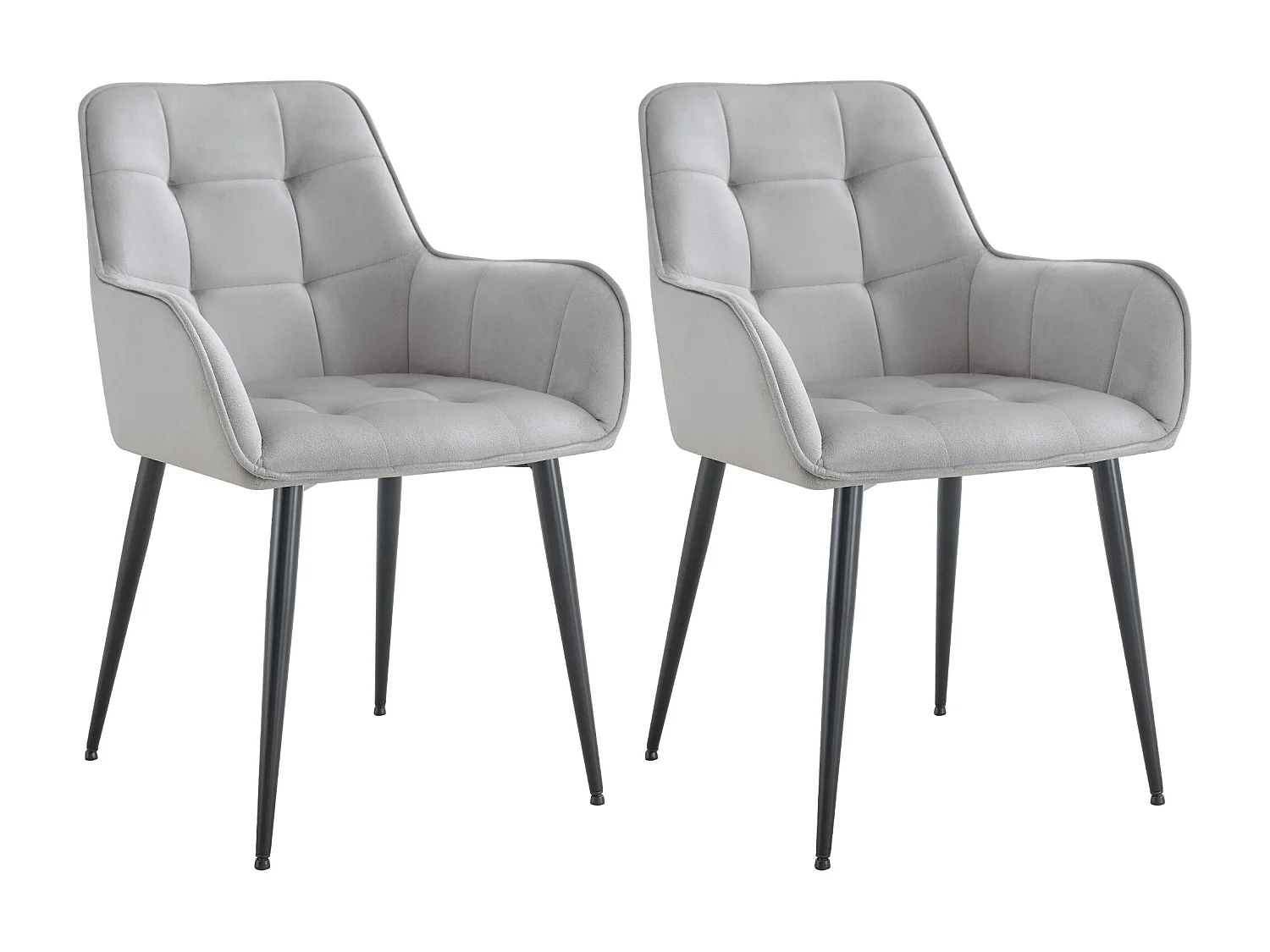 Lot de 2  chaise salle à manger - Velours - Gris clair - Ferndale