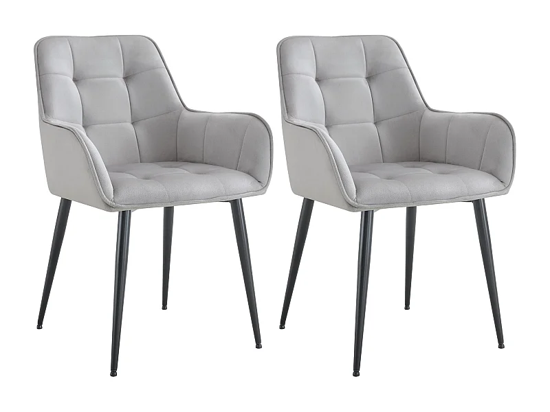 Lot de 2  chaise salle à manger - Velours - Gris clair - Ferndale