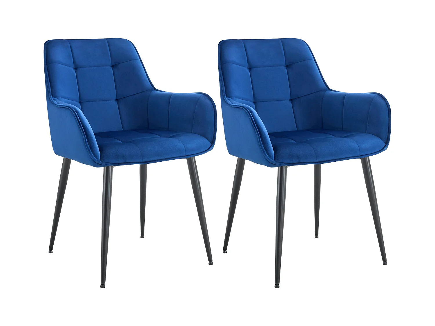 Lot de 2  chaise salle à manger - Velours - Bleu foncé - Ferndale