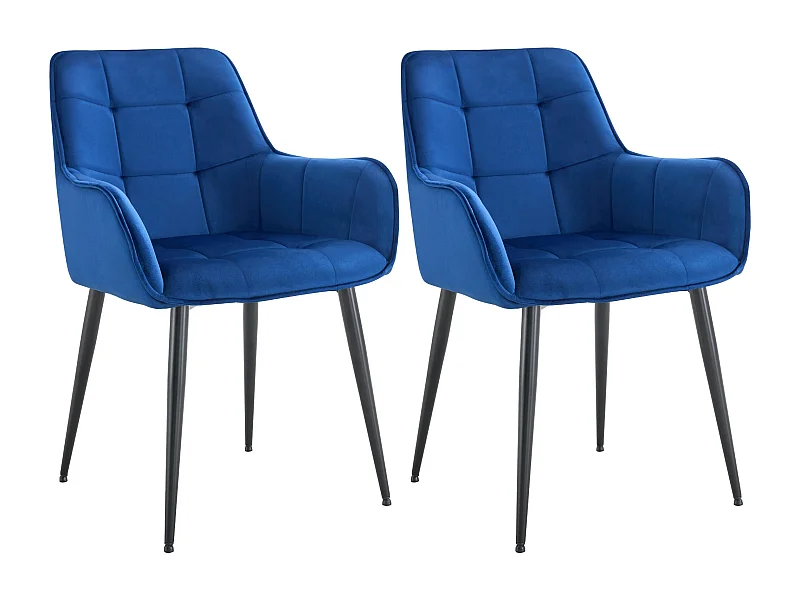 Lot de 2  chaise salle à manger - Velours - Bleu foncé - Ferndale