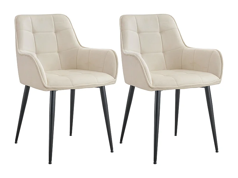 Lot de 2  chaise salle à manger - Velours - Crème - Ferndale