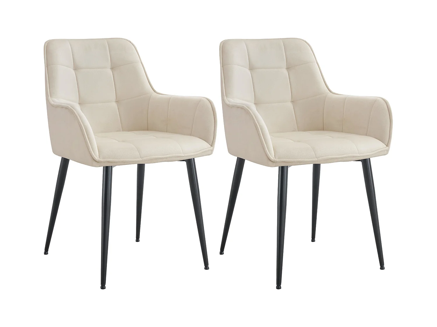 Lot de 2  chaise salle à manger - Velours - Crème - Ferndale