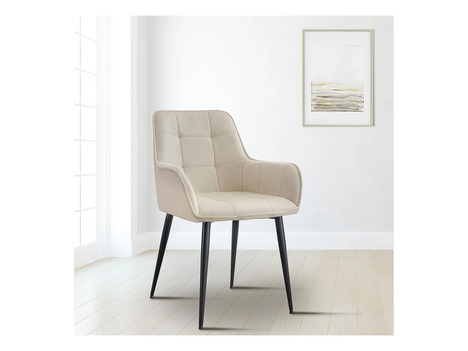 Lot de 2  chaise salle à manger - Velours - Crème - Ferndale