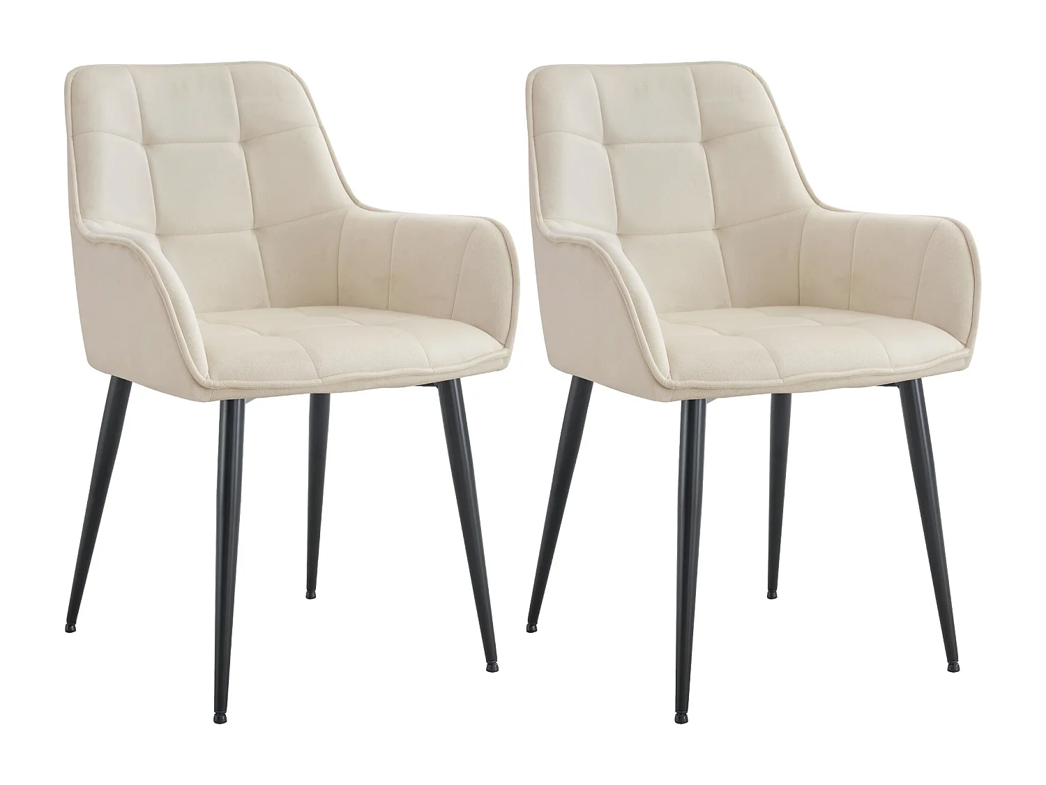 Lot de 2  chaise salle à manger - Velours - Crème - Ferndale