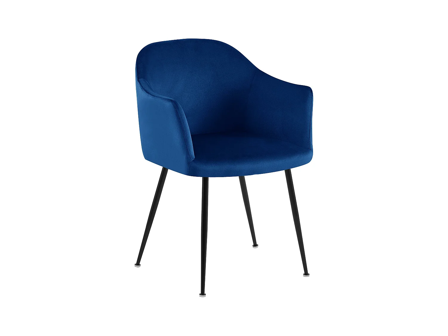 chaises avec accoudoirs - Velours & Chrome - Bleu foncé - Jaysie