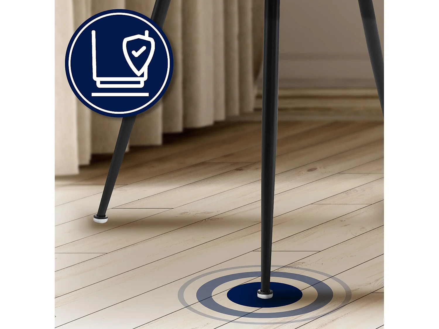 chaises avec accoudoirs - Velours & Chrome - Bleu foncé - Jaysie