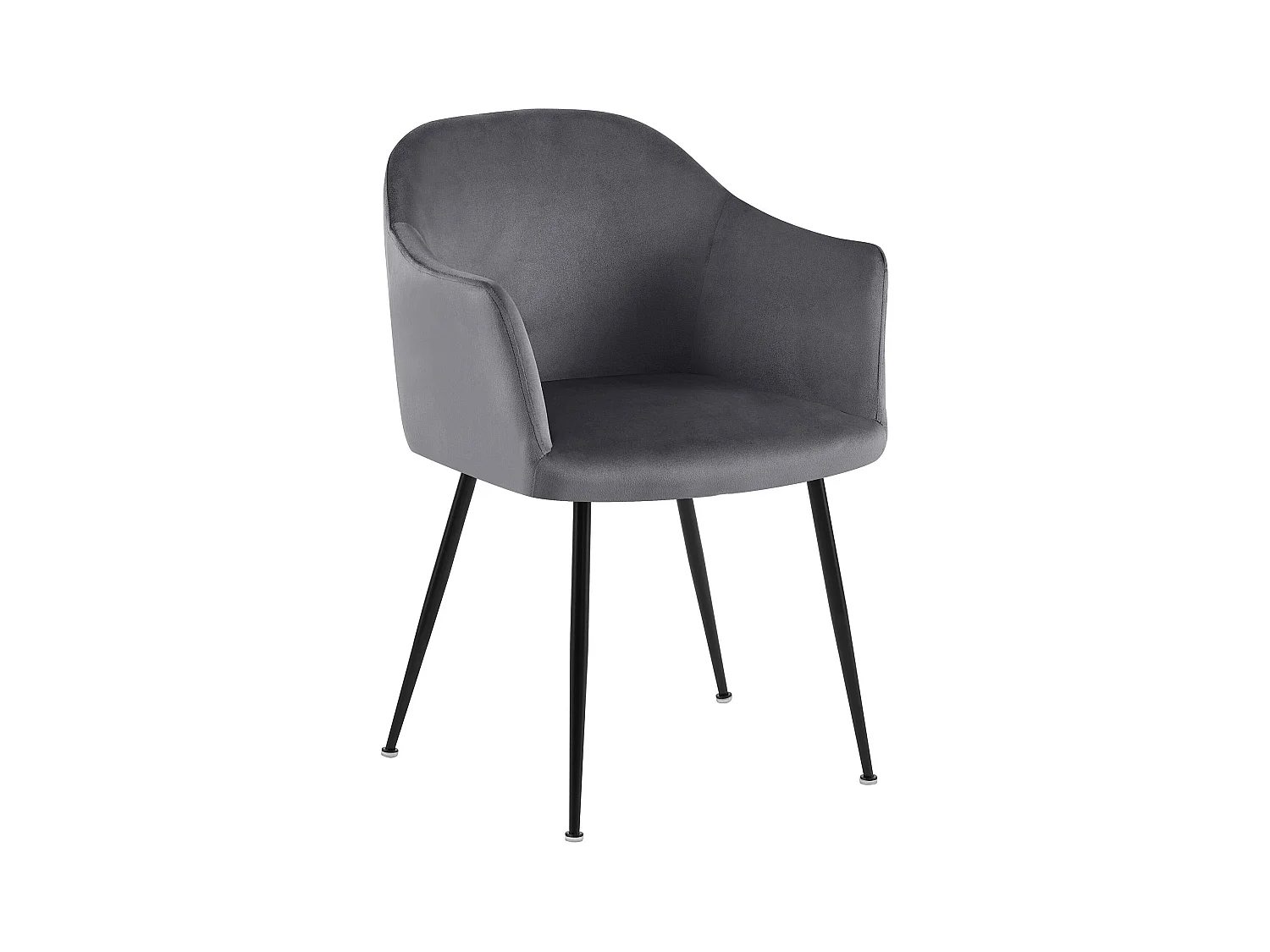 chaises avec accoudoirs - Velours & Chrome - Gris foncé - Jaysie