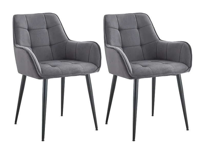Lot de 2  chaise salle à manger - Velours - Gris foncé - Ferndale