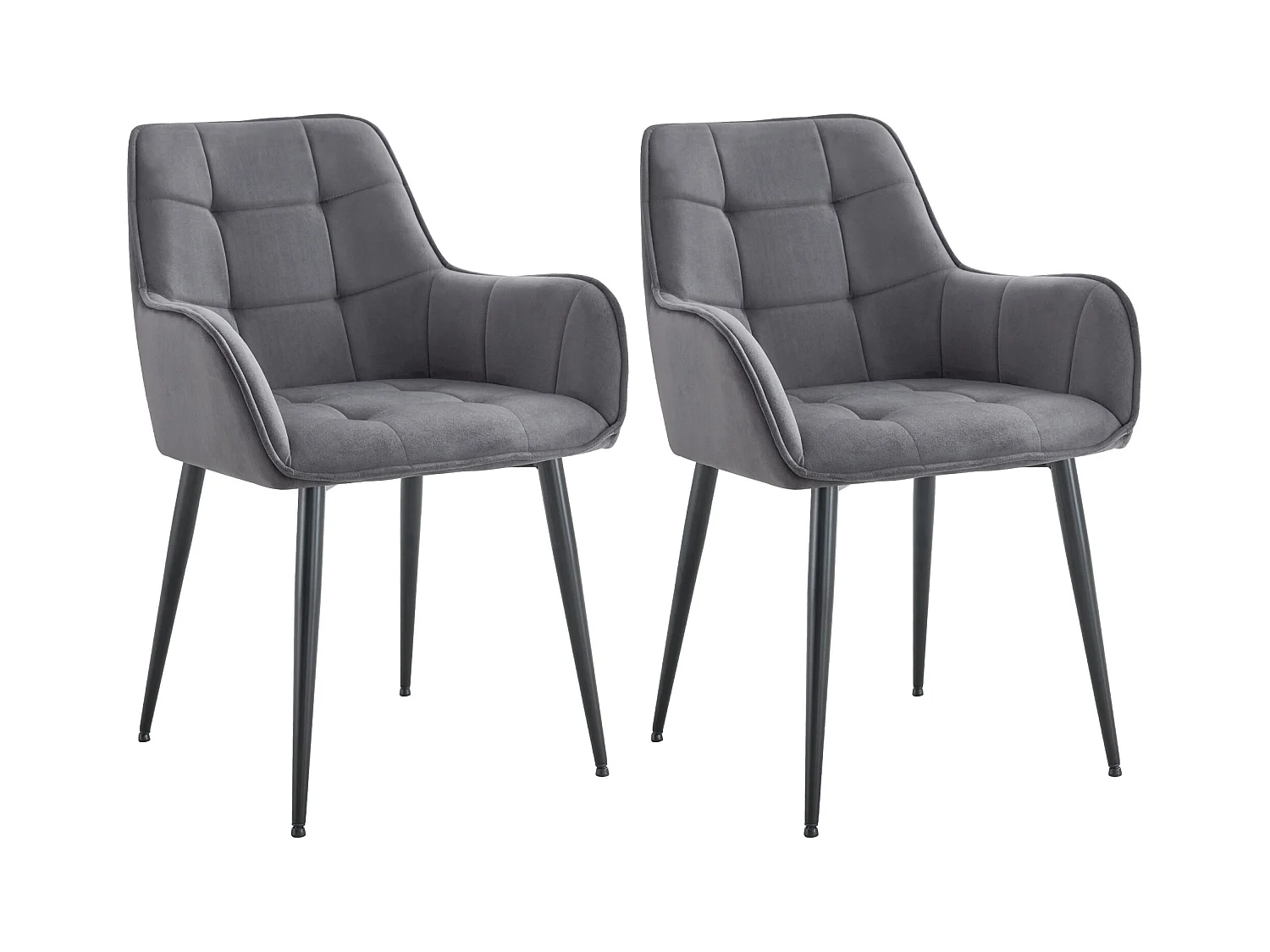 Lot de 2  chaise salle à manger - Velours - Gris foncé - Ferndale