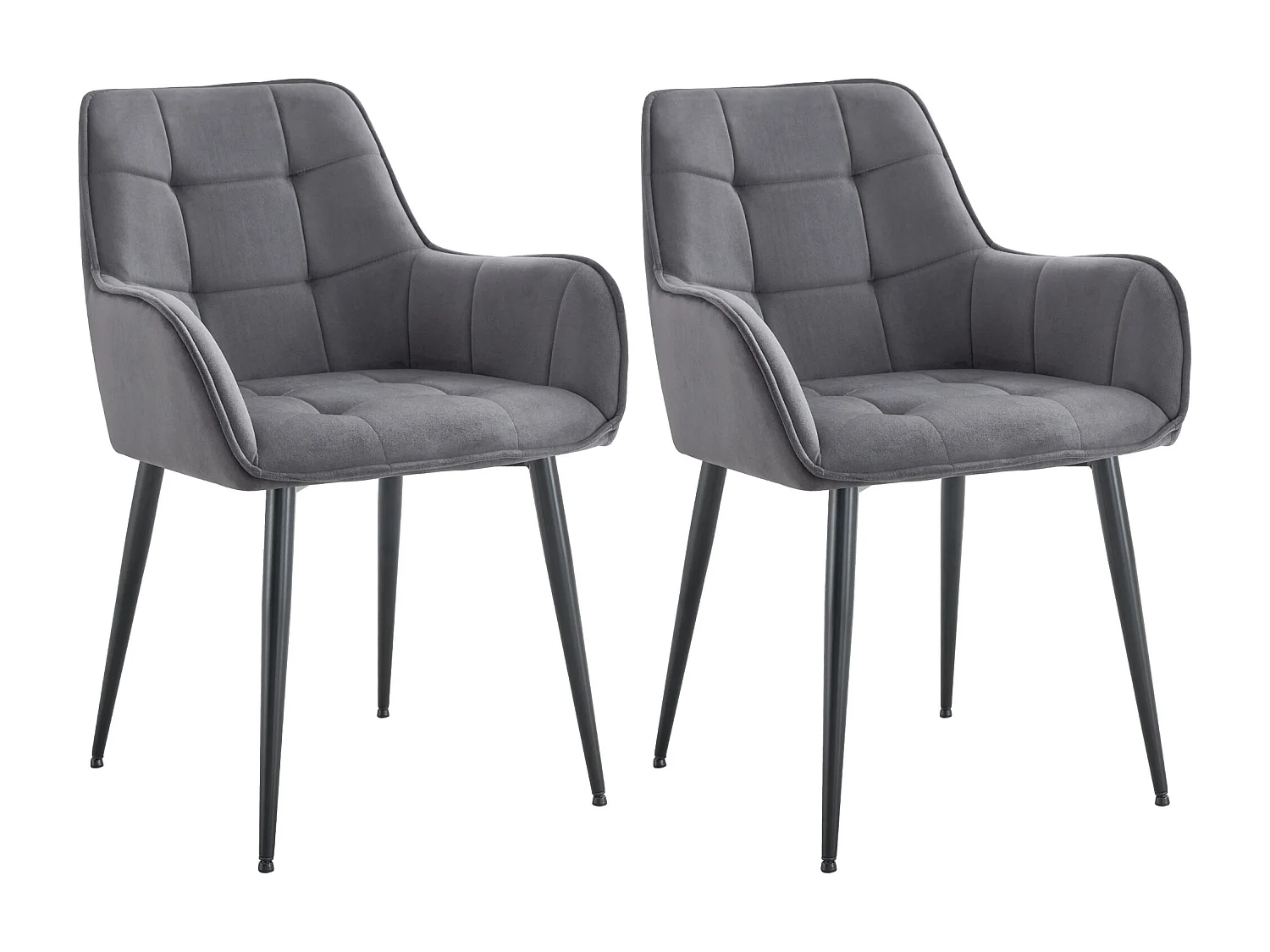 Lot de 2  chaise salle à manger - Velours - Gris foncé - Ferndale