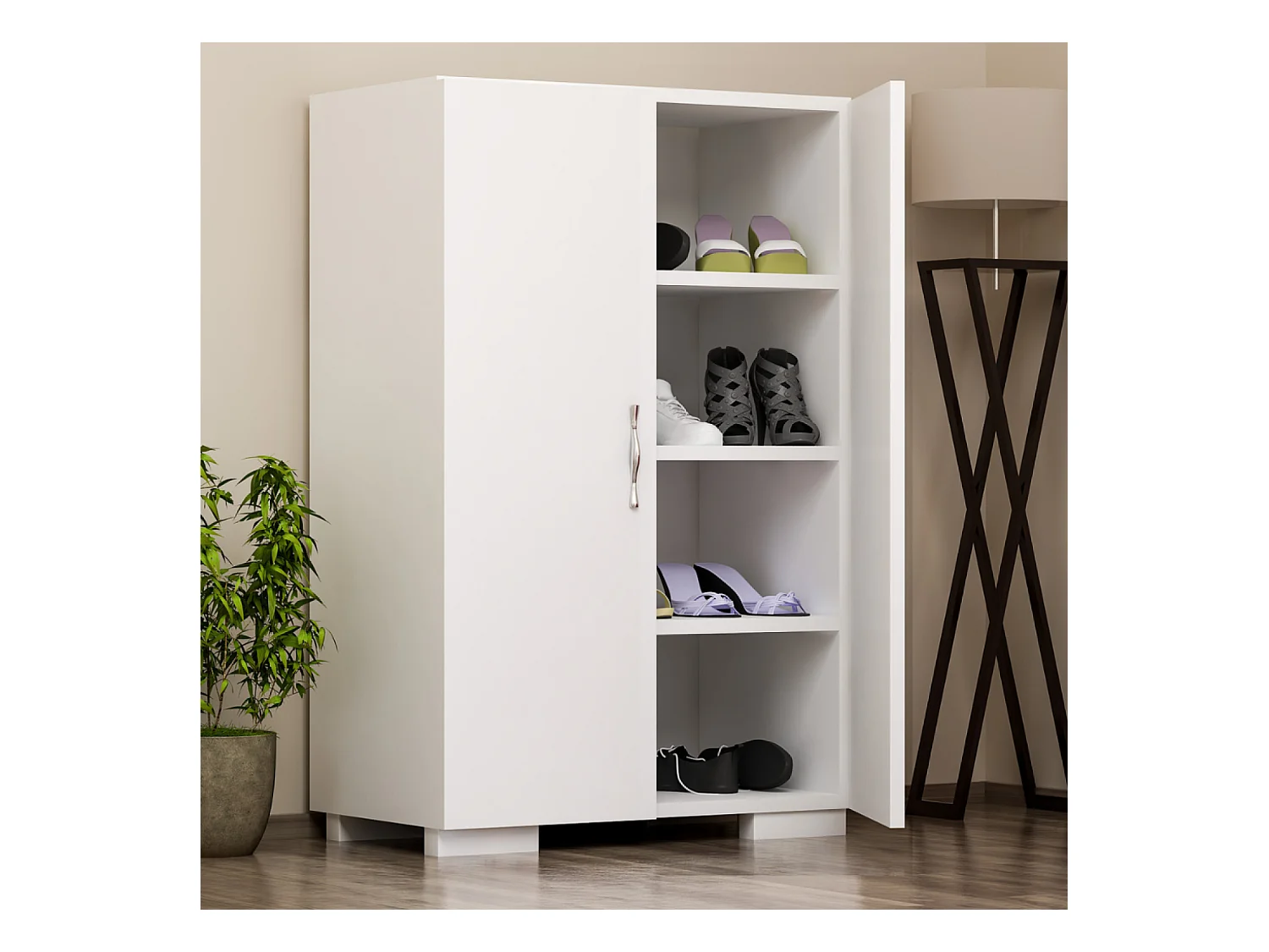 Meuble à chaussures - 4 rangements - blanc TIA