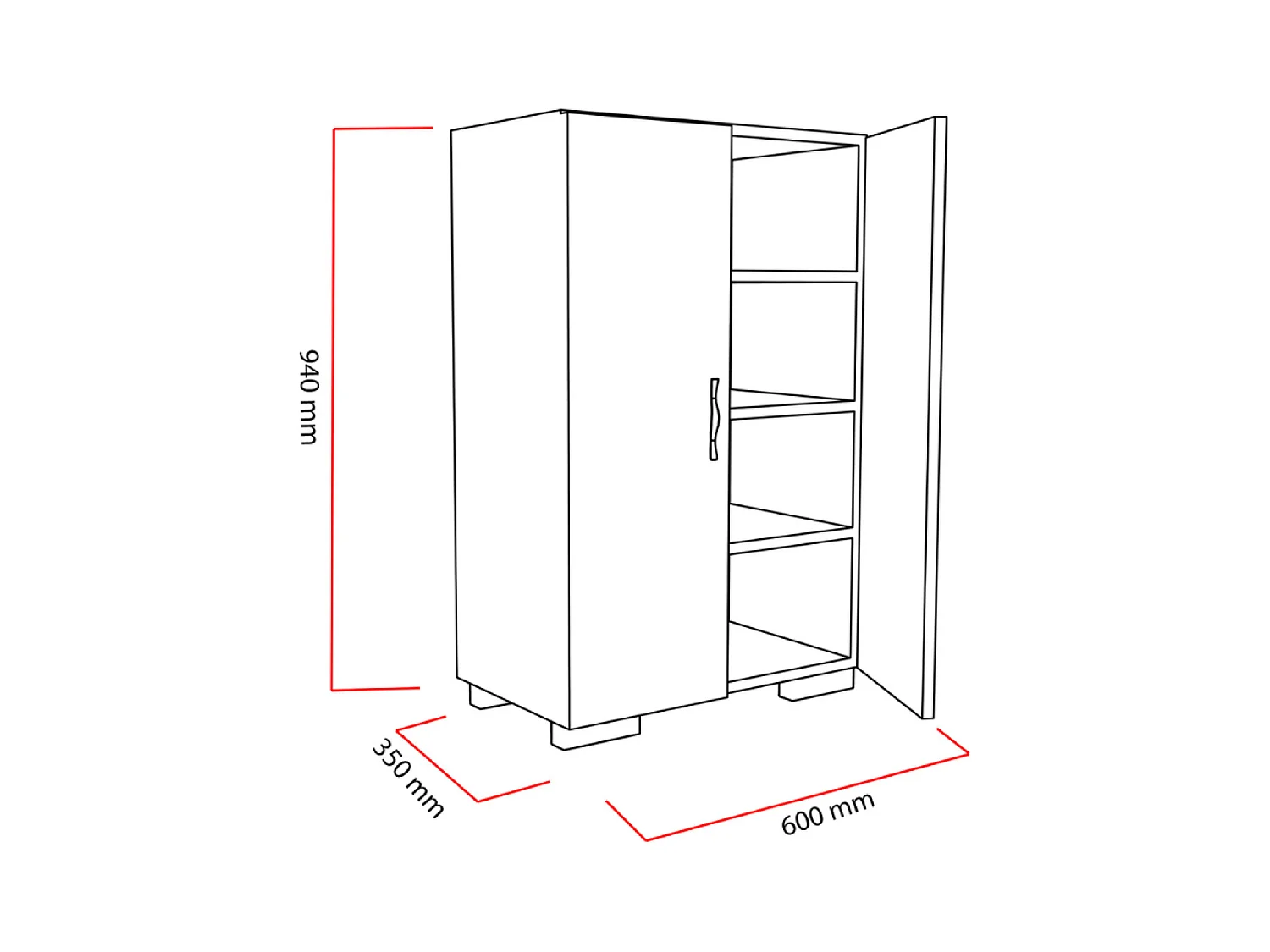 Meuble à chaussures - 4 rangements - blanc TIA