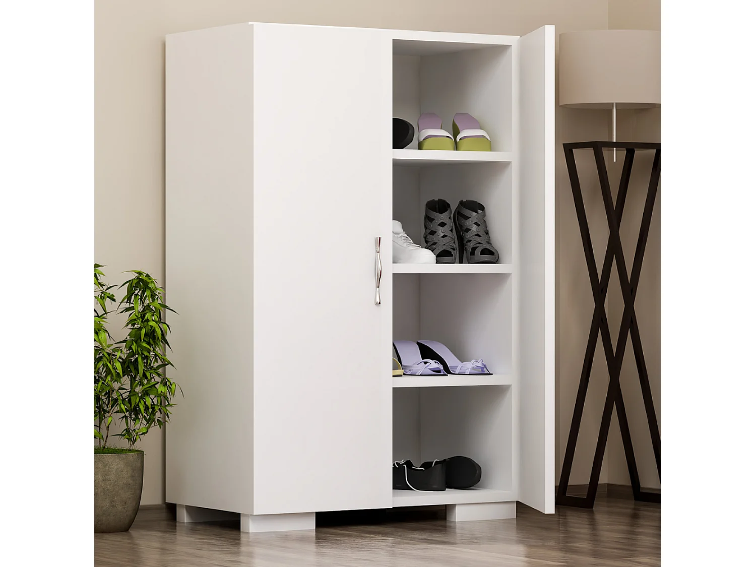 Meuble à chaussures - 4 rangements - blanc TIA