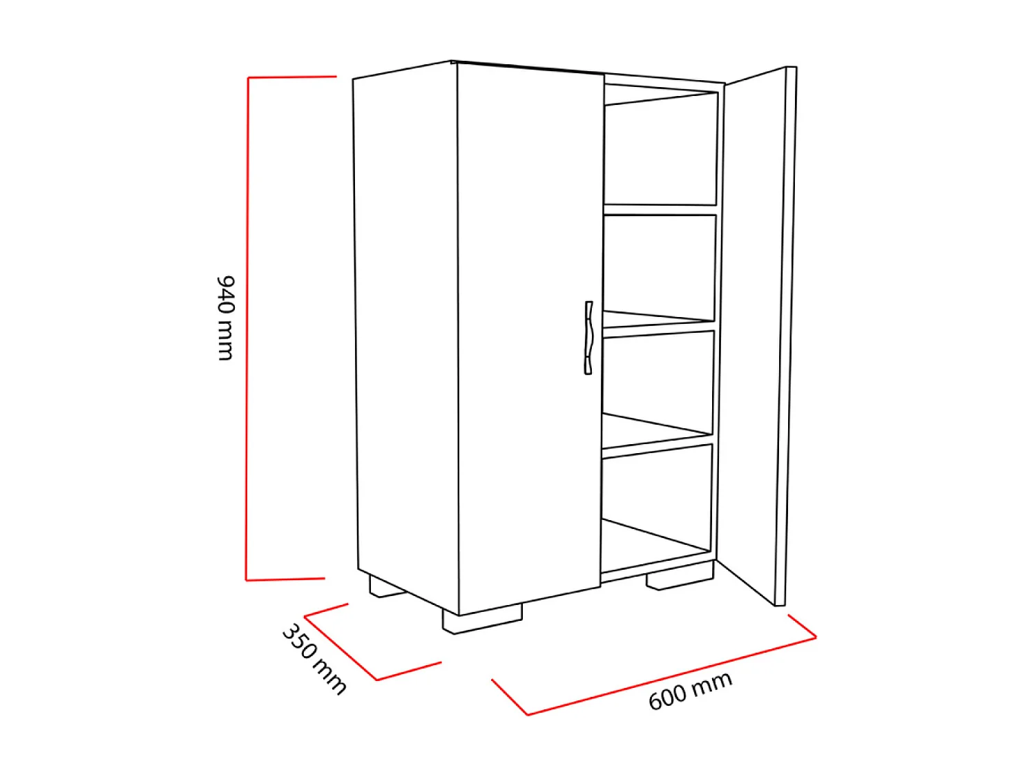 Meuble à chaussures - 4 rangements - blanc TIA