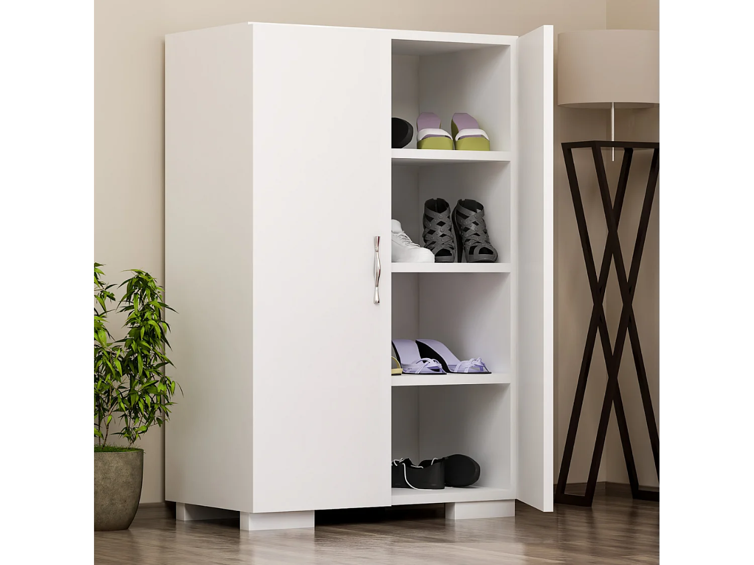 Meuble à chaussures - 4 rangements - blanc TIA