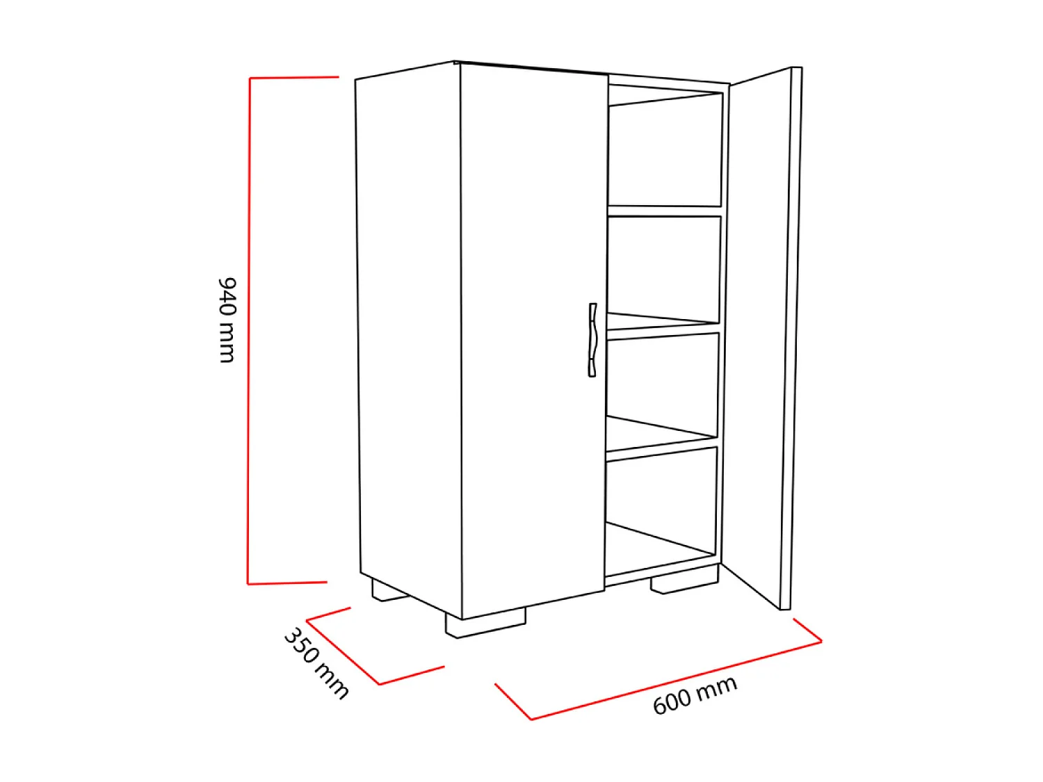 Meuble à chaussures - 4 rangements - blanc TIA
