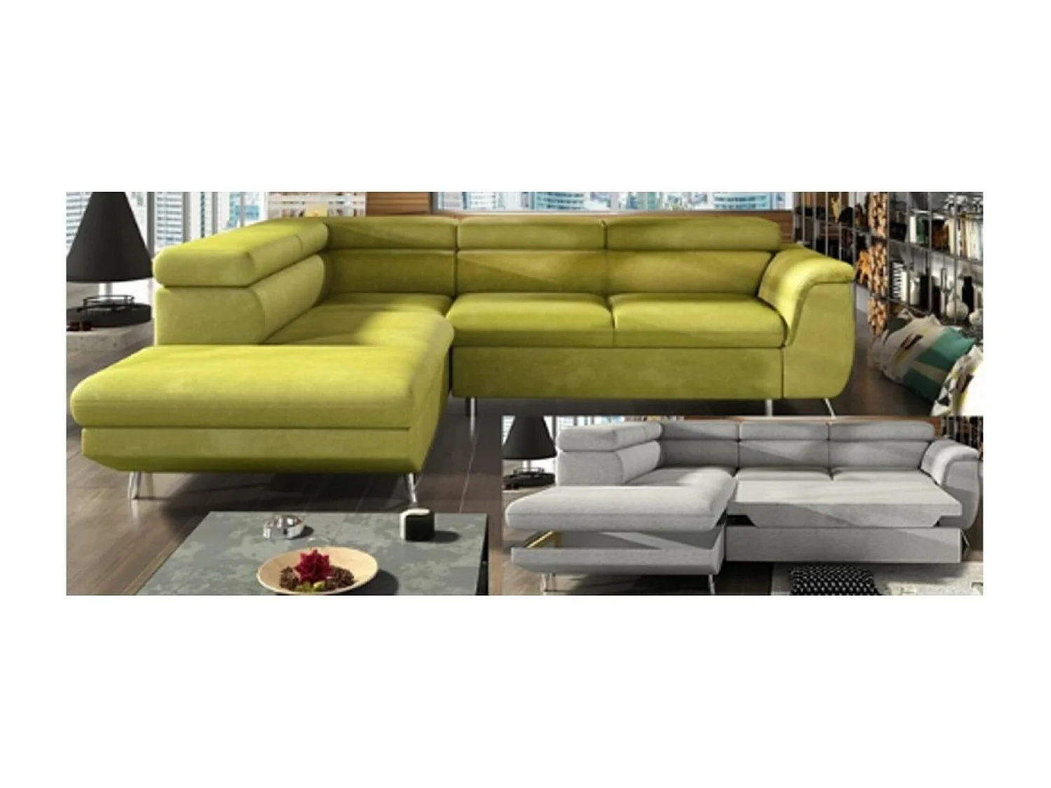 Divano d'angolo Torgan L/rivestimento in tessut/