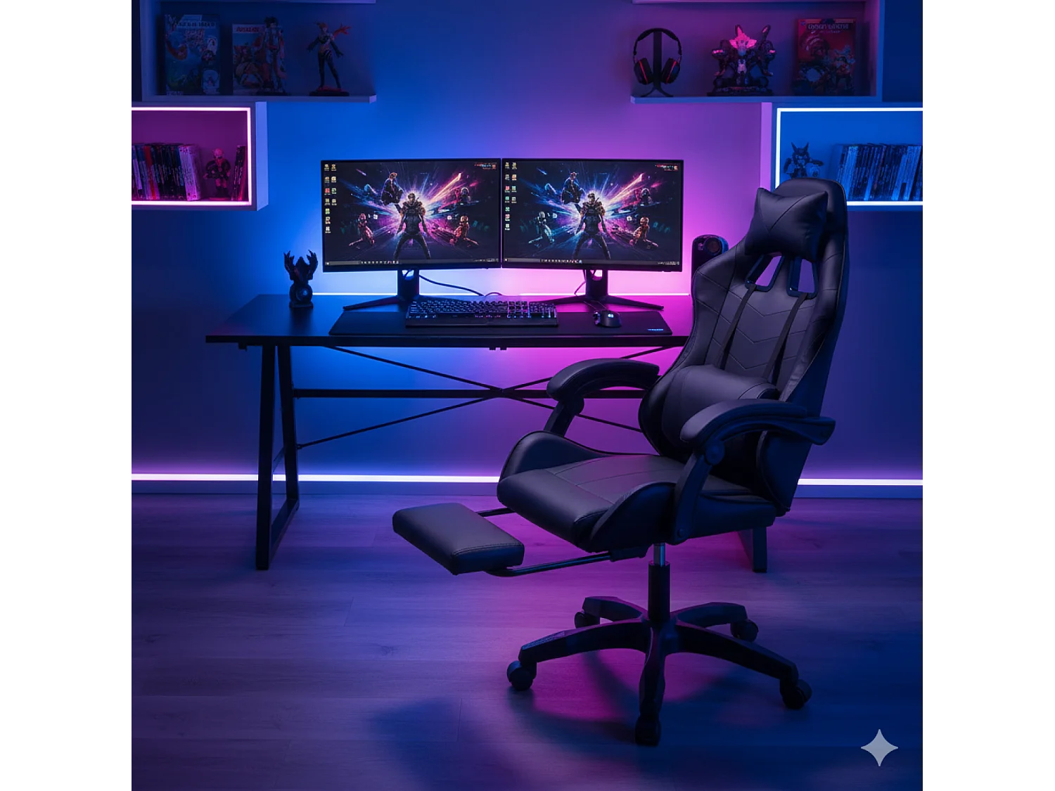 Chaise gaming de bureau ergonomique inclinable noire Altair