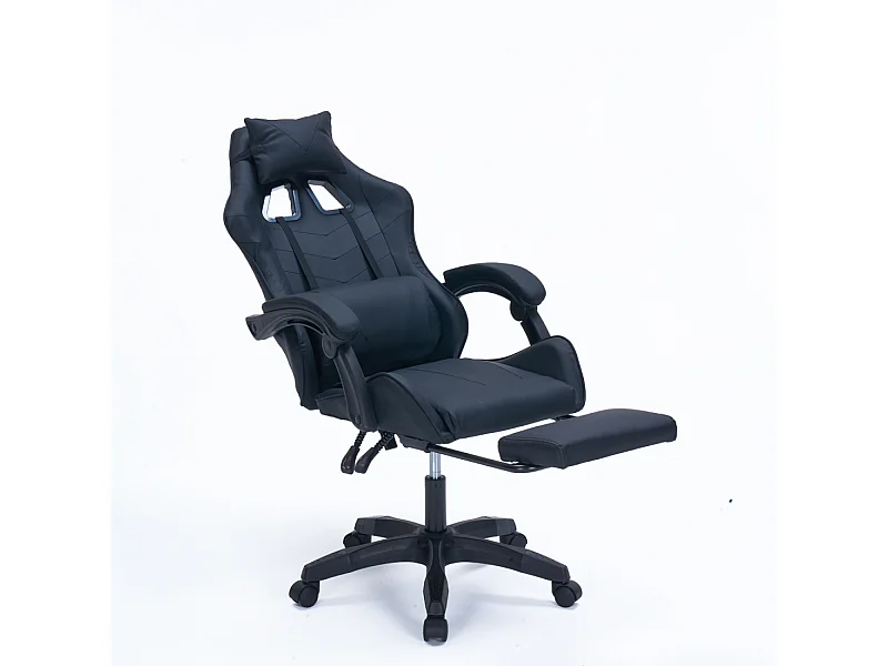 Ergonomische Kantelbare Zwarte Gaming Bureaustoel met Voetensteun - Comfort en Stijl voor Thuiswerken en Gaming