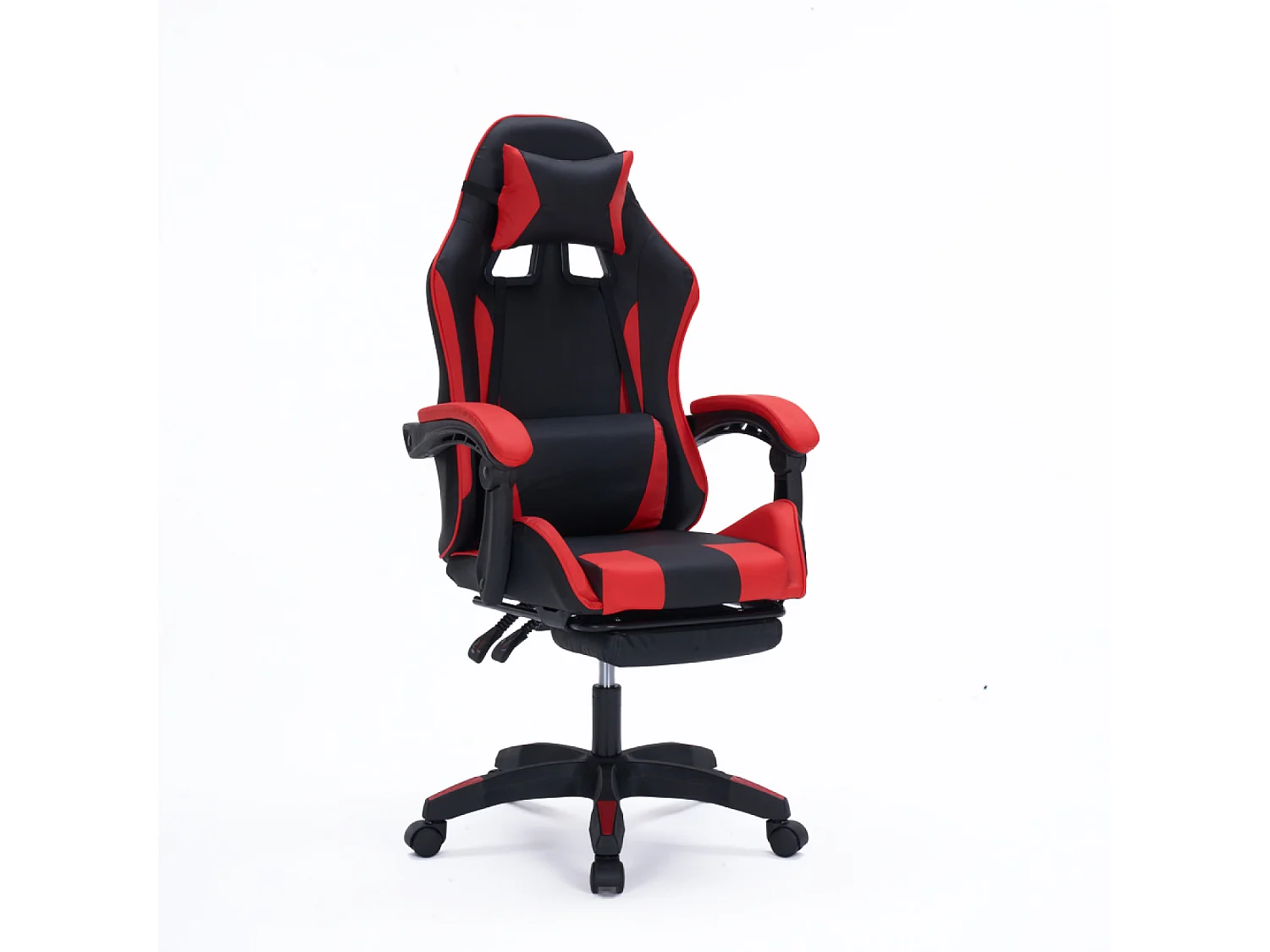 Ergonomische Kantoor Gamingstoel Kantelbaar Zwart en Rood met Voetensteun en Kussens
