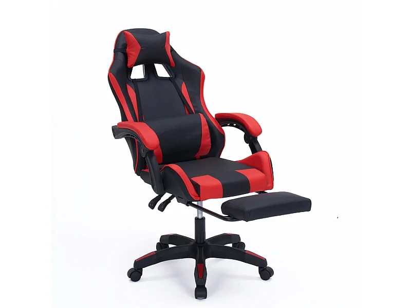 Altair - Chaise gaming de bureau ergonomique inclinable noir et rouge