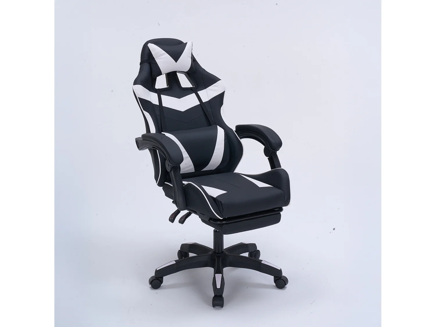 Chaise gaming de bureau ergonomique inclinable noir et blanc Altair