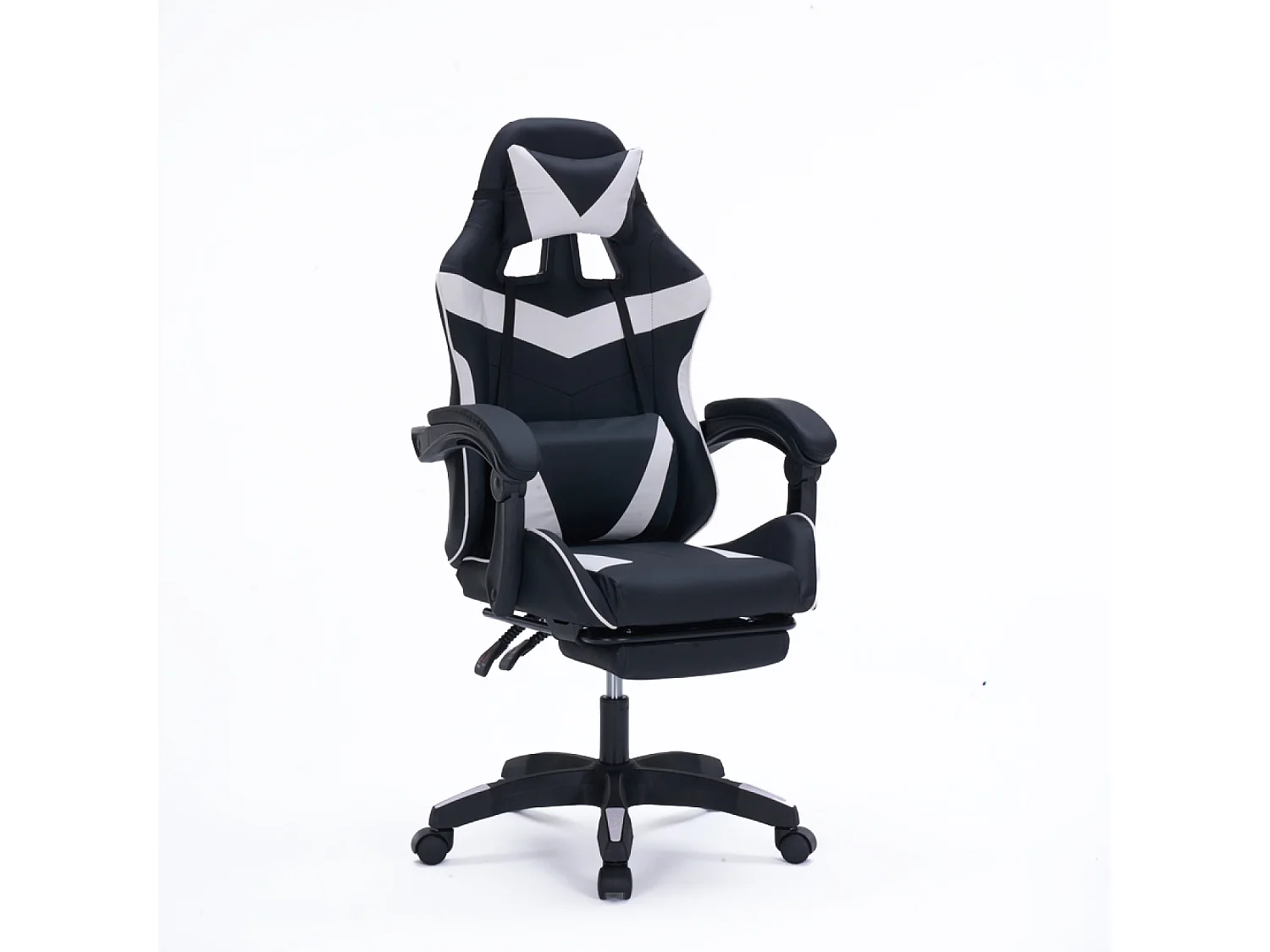 Silla de Juego de Oficina Ergonómica Reclinable Negro y Blanco - Cómoda y con Estilo