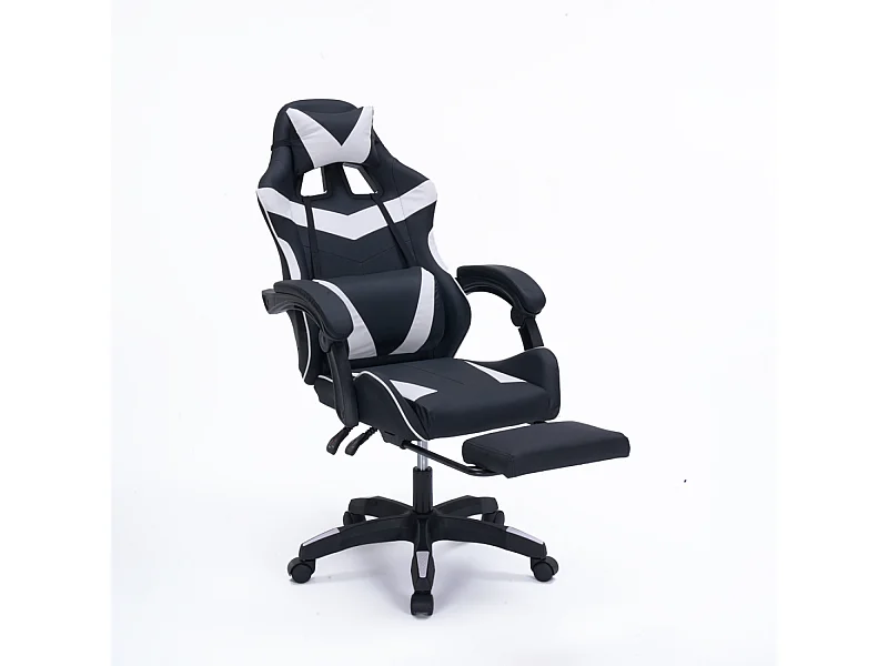 Altair - Chaise gaming de bureau ergonomique inclinable noir et blanc