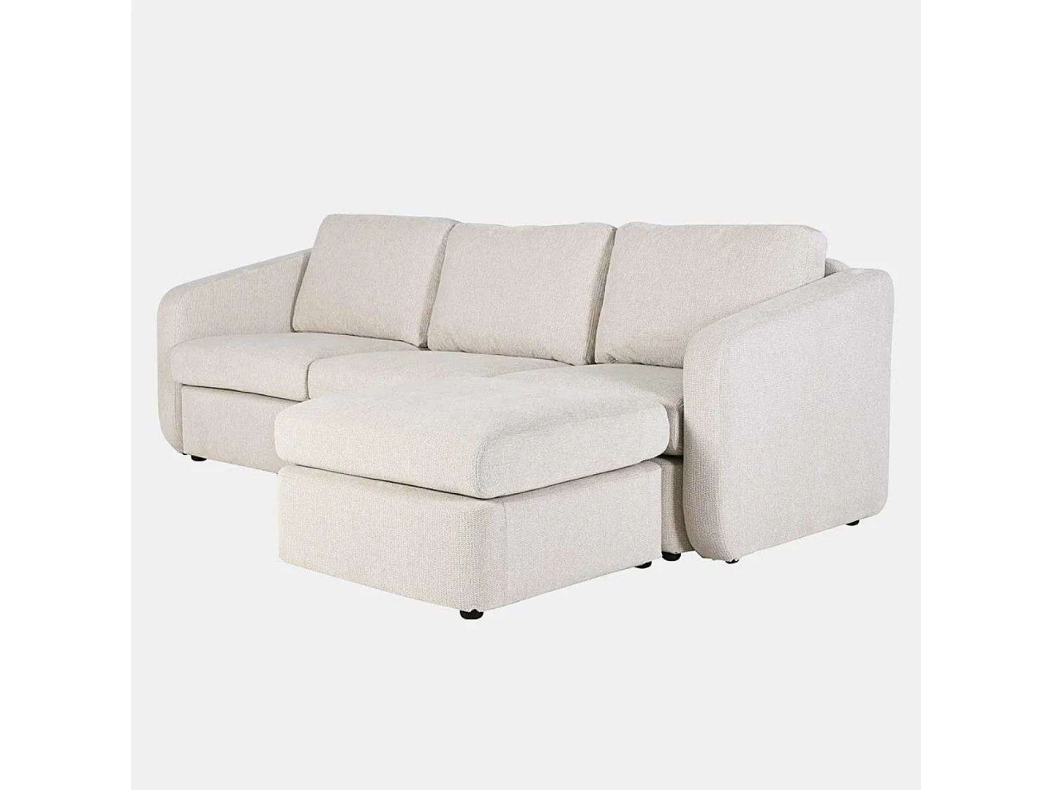 Divano Modulare 3 Posti Beige con Pouf - Design Contemporaneo e Comfort Durevole