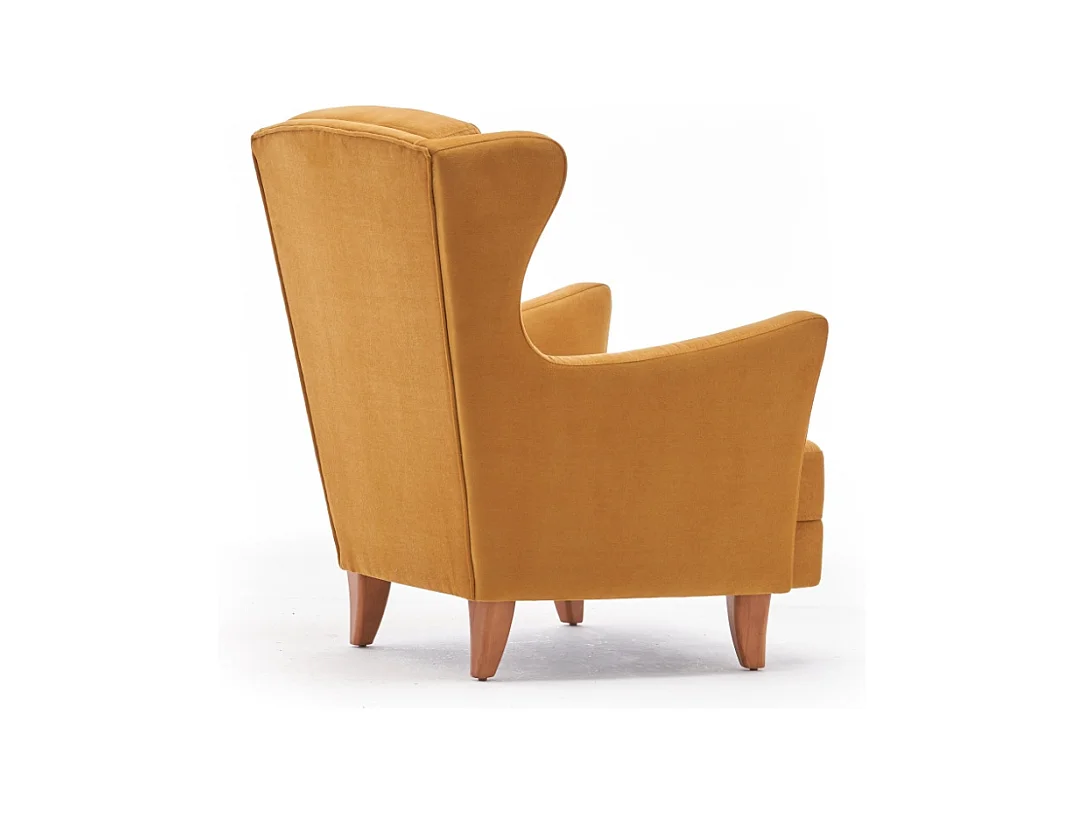 Fauteuil à oreilles en velours moutarde WILLIAMS