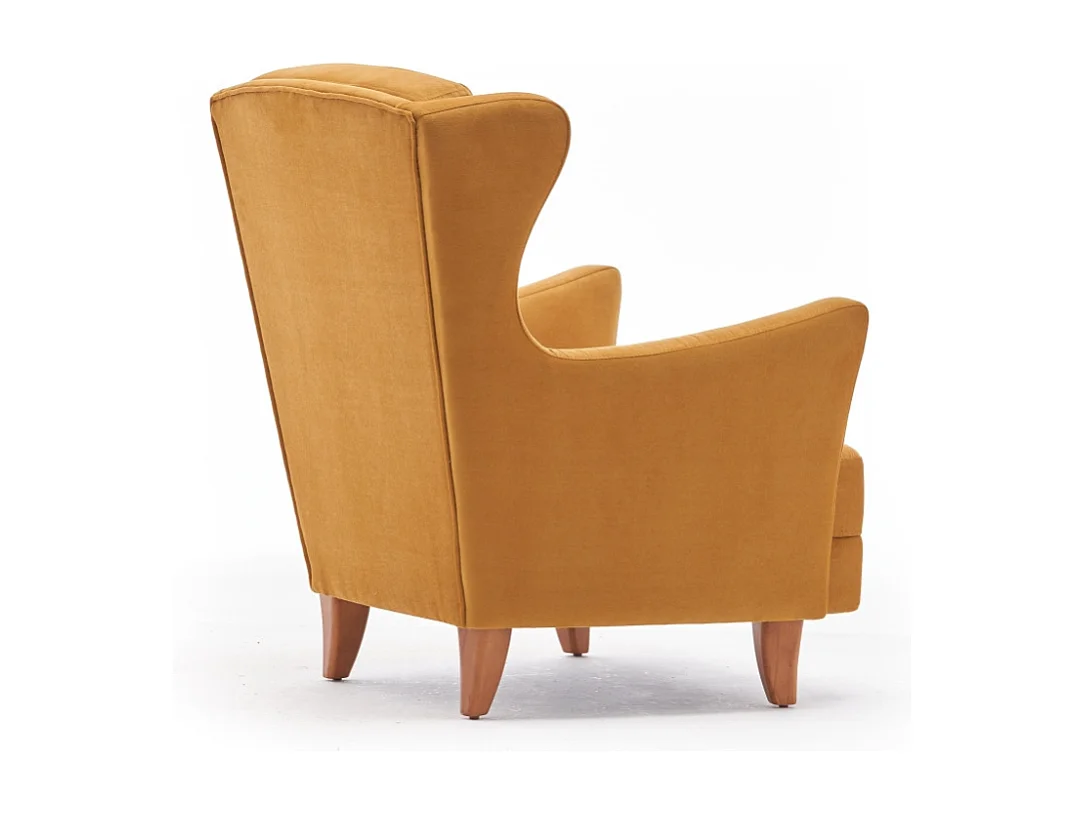 Fauteuil à oreilles en velours moutarde WILLIAMS