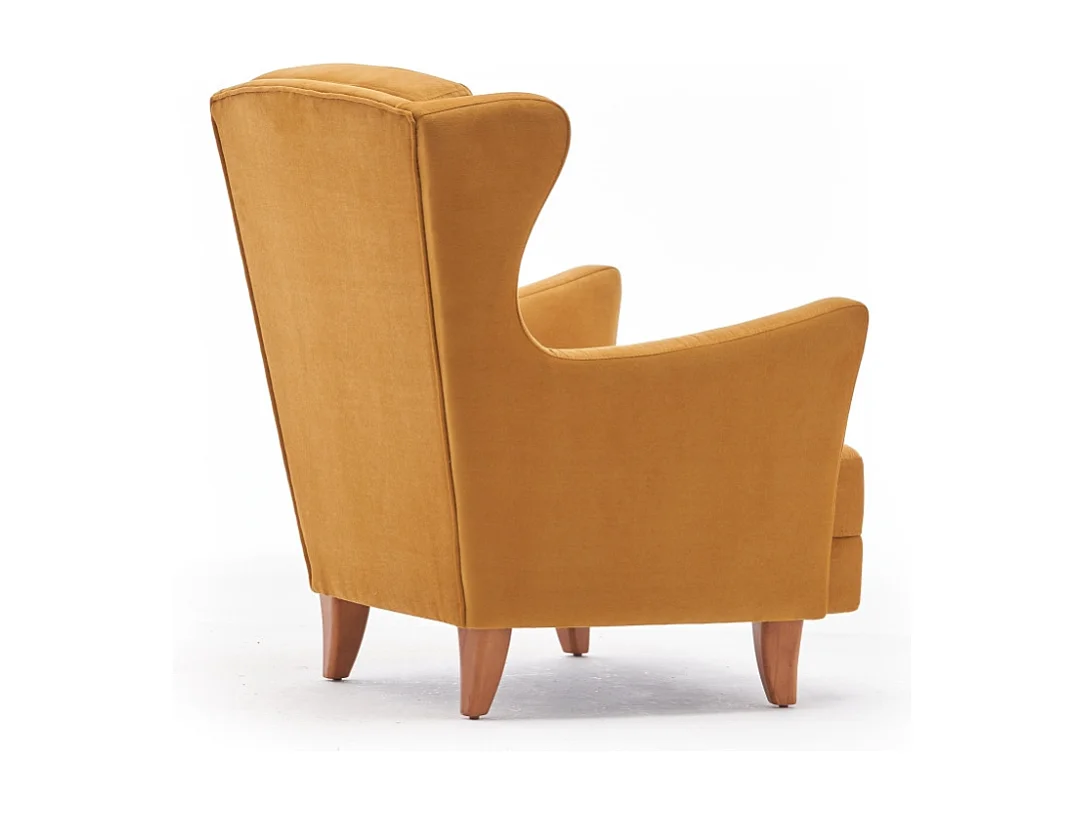 Fauteuil à oreilles en velours moutarde WILLIAMS