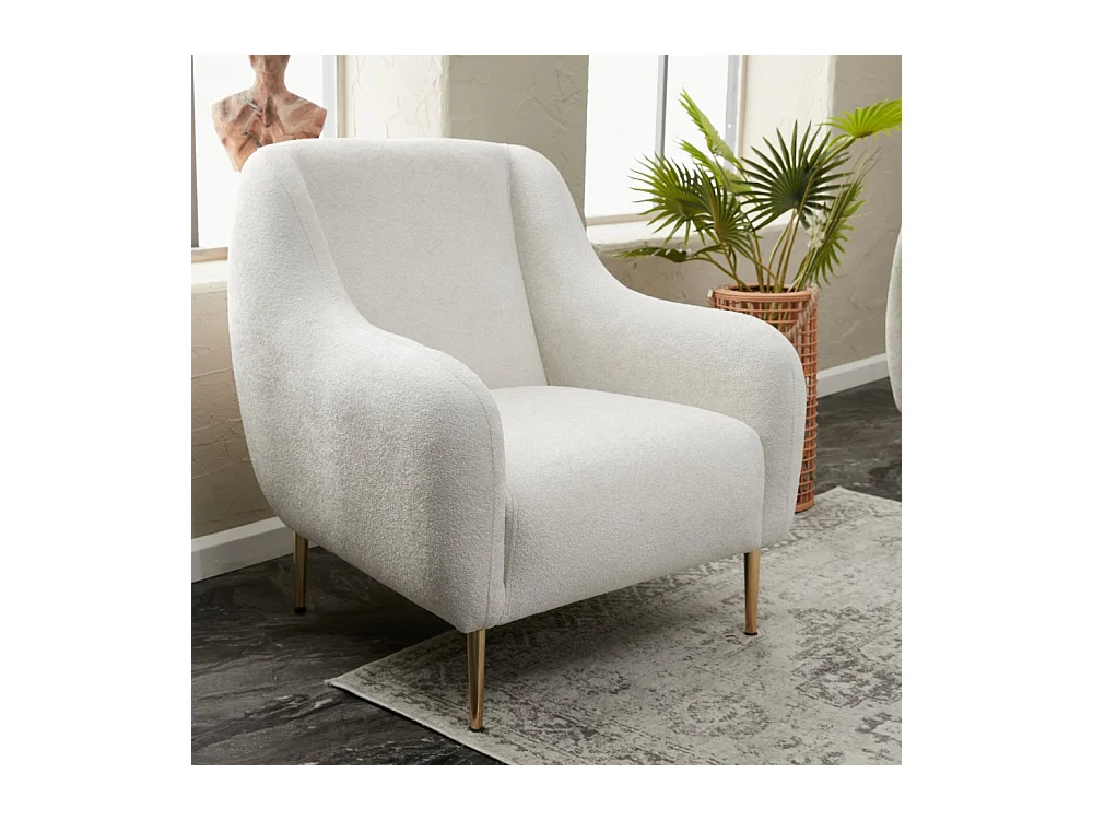 Fauteuil blanc - pieds dorés NEGAN