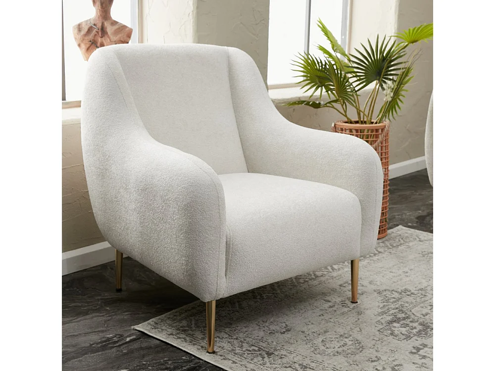 Fauteuil blanc - pieds dorés NEGAN