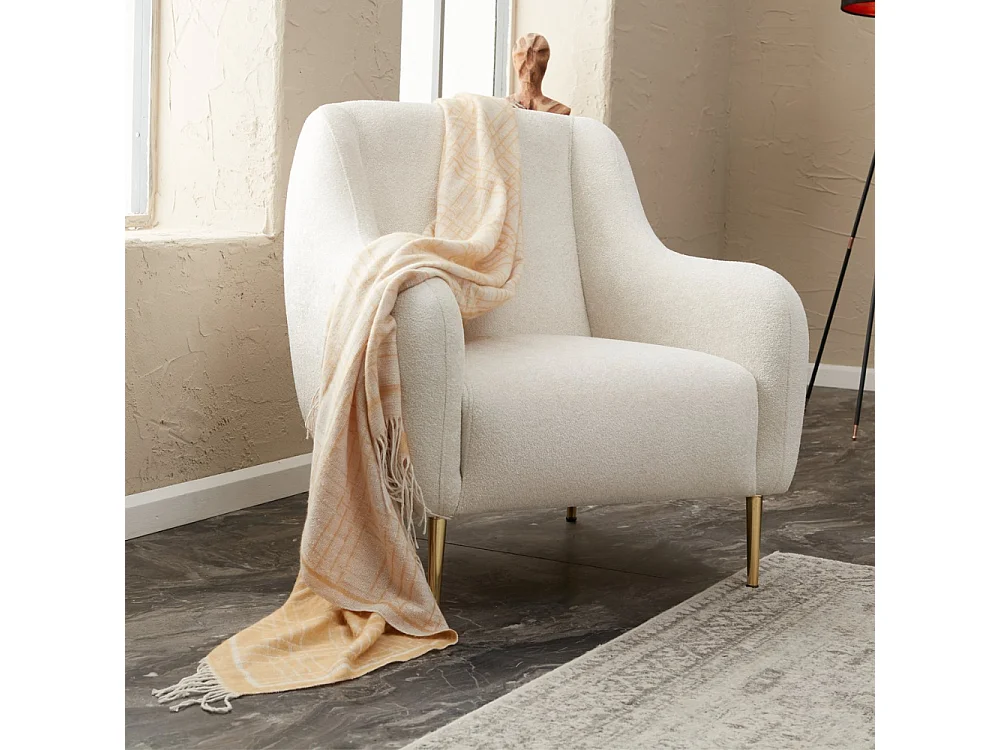 Fauteuil blanc - pieds dorés NEGAN