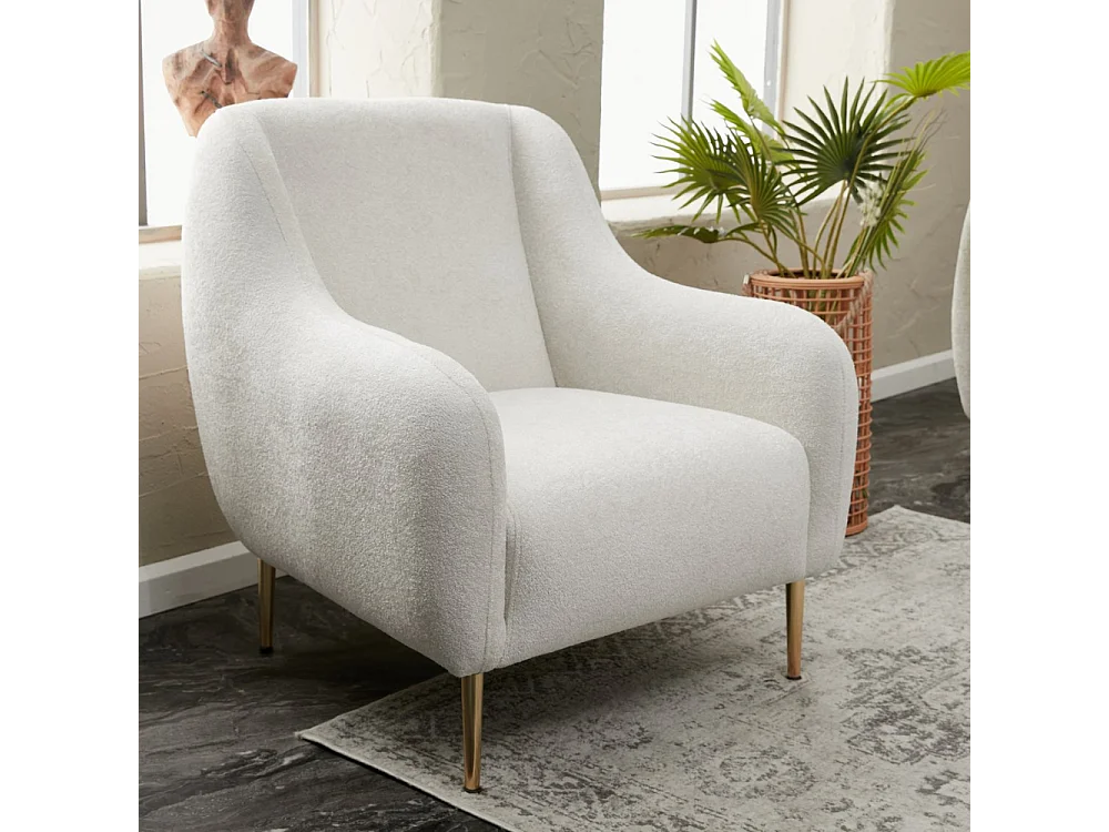 Fauteuil blanc - pieds dorés NEGAN