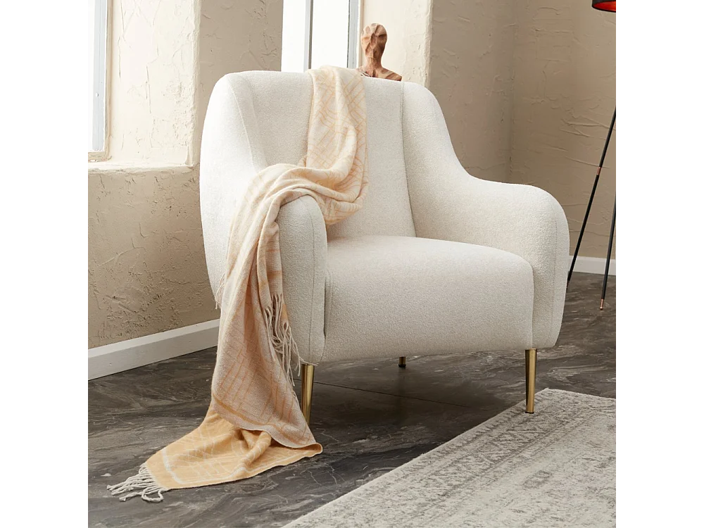 Fauteuil blanc - pieds dorés NEGAN