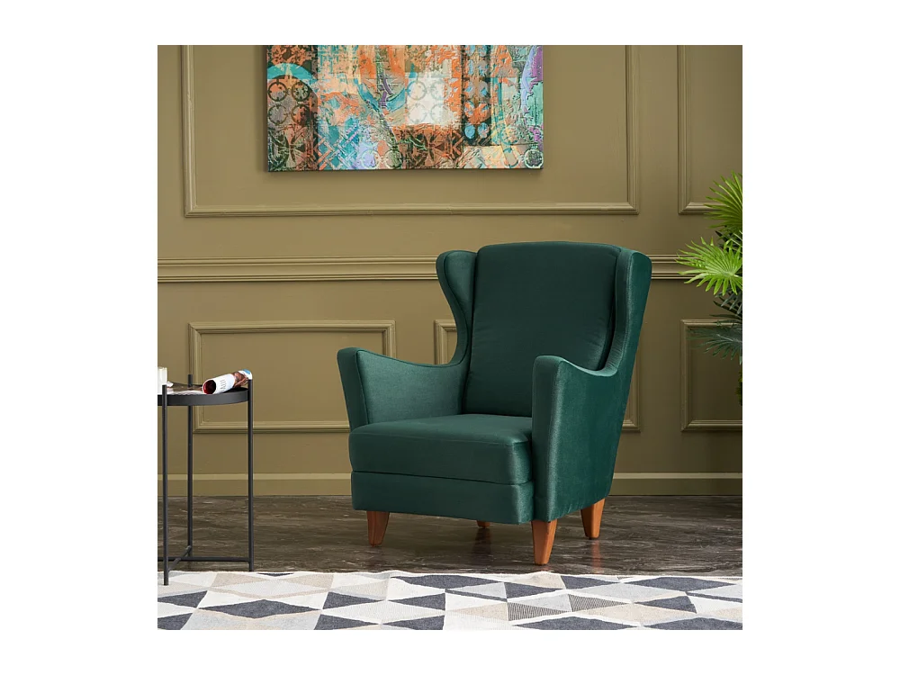 Oorfauteuil van Groen Fluweel - Comfortabel en Elegant